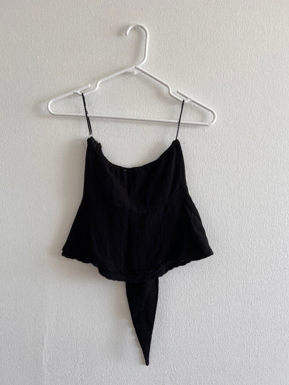 Black Tie-Front Flowy Camisole Top